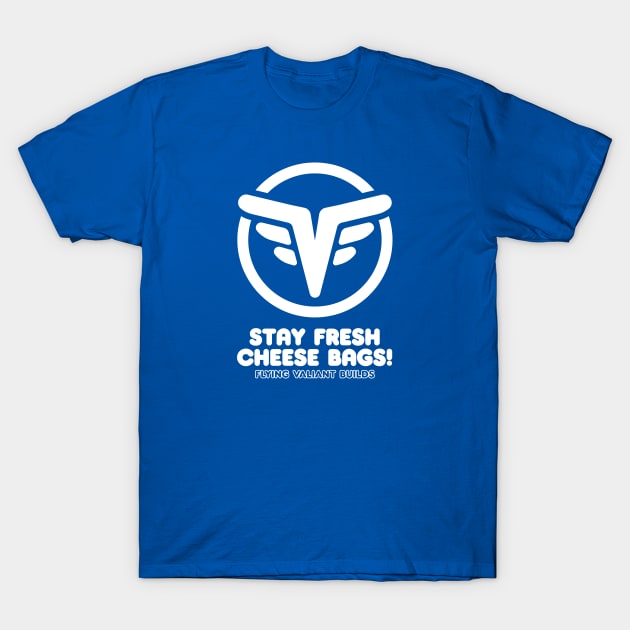 Stay Fresh 70's Style (White on Blue) T-Shirt by jepegdesign